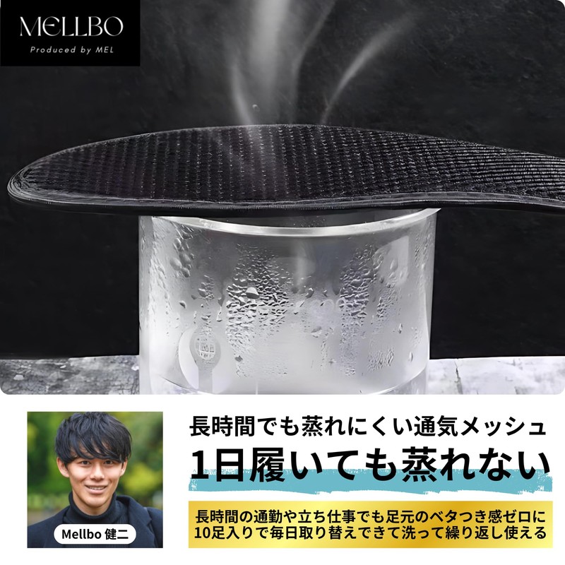 Mellbo インソール 靴 中敷 消臭 竹炭の力 足元爽快 快適 ニオイ悩み解決 清潔キープ