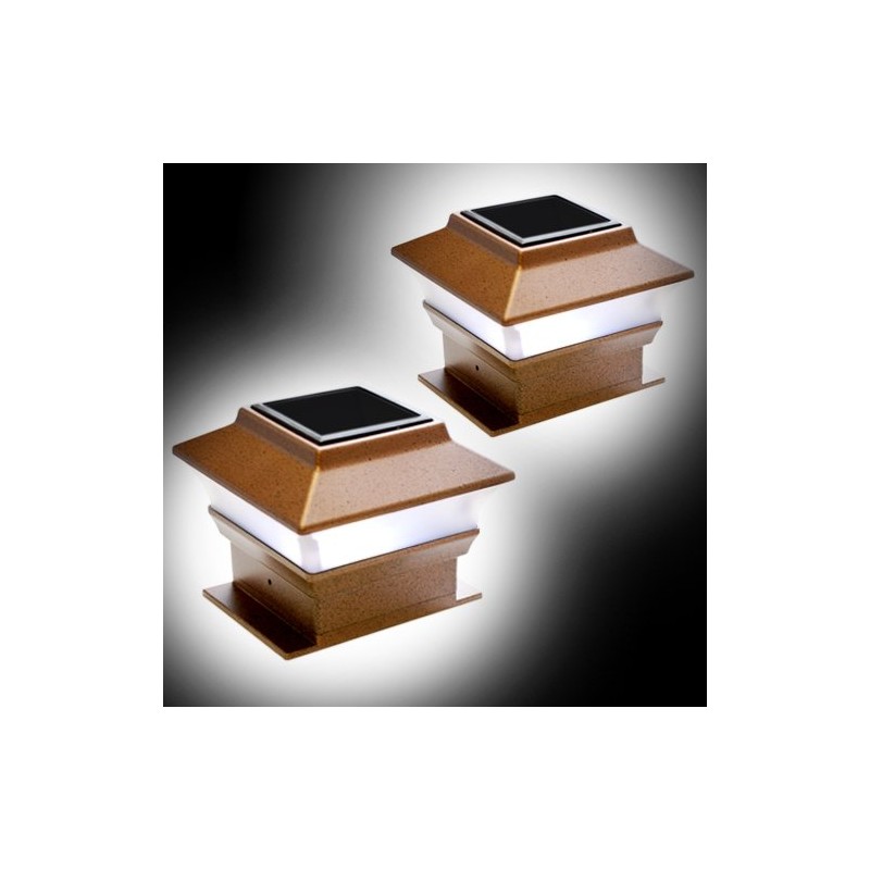 Solar Powered Plastic Copper Square Deck Fence Mount LED Light