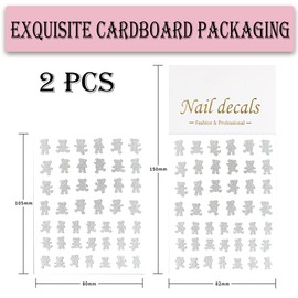 Little Bear Starlight Nail Art Stickers, 3D Glitter Nail Decals Tools, Cute Self-Adhesive Nail Supplies Nail Art Design Decoration Accessories for Women and Girls (2 Sheets)