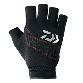 DAIWA DG-6307W Fishing Gloves, Windproof, Cold Protection, Leather Gloves, 5 Pieces, Black, L