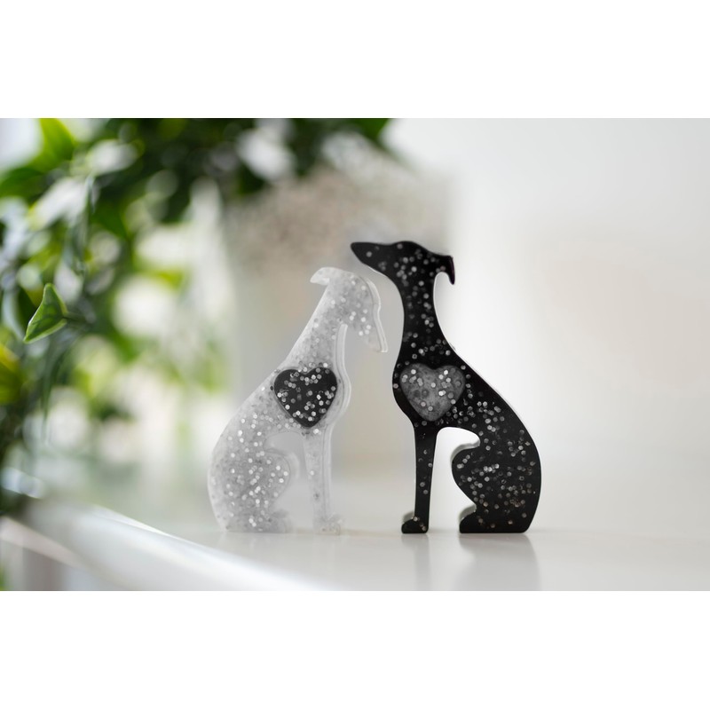 Handmade Mini Resin Whippet/Greyhound Figurines - Set of 2, Decorative