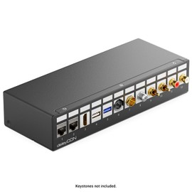 deleyCON 12 Port Patch Panel Housing 1 HE for 14.9 mm x 17 mm Keystone Module with e.g. RJ45 Coaxial Connector BNC F-Connector Antenna Connector RJ-11 RCA Jack USB Toslink PS2 HDMI - Black