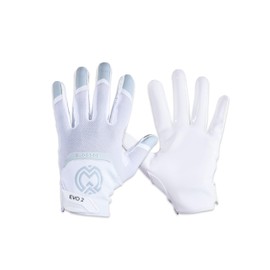 MASSOV EVO2 Youth Football Gloves – Sticky Grip ProTac Palms, Breathable Mesh Fit, SFIA – Kids Football Gloves - Youth, X-Small, Polar White Color