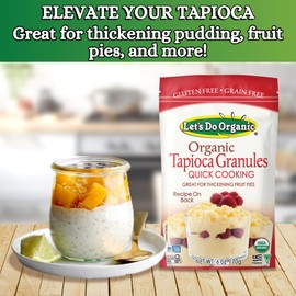 Let's Do Organic Tapioca Granules - Instant Tapioca, Tapioca Flour for Baking, Tapioca Starch Flour, Organic Tapioca Pudding Mix - 6 Oz (Pack of 6)