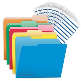 File Folders 100 File Folders, Colored File Folders, Folders for Documents 1/3 Cut Filing Folders, File Folders Letter Size and 252 File Folder Labels