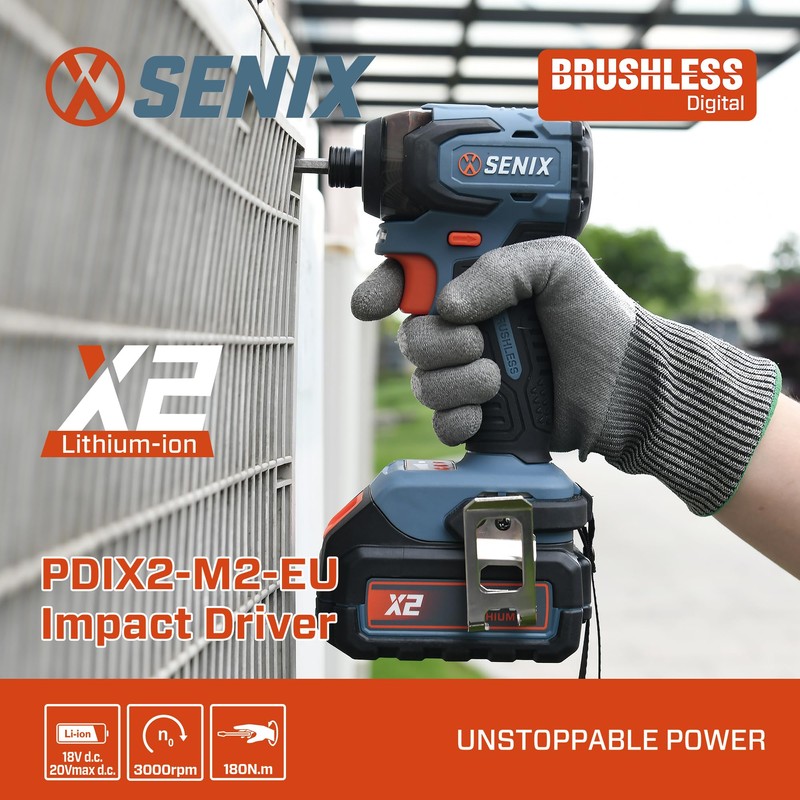 SENIX PDIX2-M2-0 20 Volt Max* X2 1/4-Inch Cordless Impact Driver,