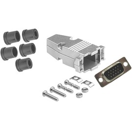 CompuCablePlusUSA.com Best HD15 Male Solder Type Connector Kit with Metal Hood+Strain Relief Grommet, Best Complete High Density DB15 Male Solder Type Connector Kit, Fix/Make/Assemble Your own Cable