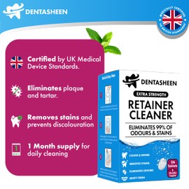Visual Klarity Retainer Cleaner Tablets - 36 Tablets 1 Months Supply - Fresh, Brite and Stain-Free Retainer Cleaning Tablets, Aligner, Gum Shield, Mouth Guard, Denture Cleaners - Dentasheen