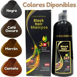 UNIVERSOENLÍNEA.COM | 1pcs Shampoo Tinte Instantáneo Orgánico Natural Cubre Canas Cambia Color Cabello Shampoo Extractos Naturales Sin Químicos (Marrón)