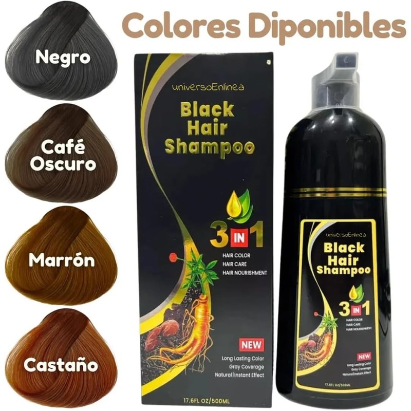 UNIVERSOENLÍNEA.COM | 1pcs Shampoo Tinte Instantáneo Orgánico Natural Cubre Canas