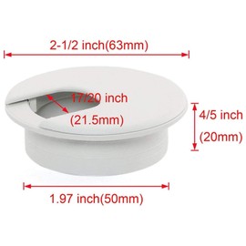 10Pack 2 Inch (50 mm) Desk Grommet White Pack of ABS Plastic Desk Cord Hole Cover to Arrange Cables & Wires Through Computer Table/Countertops(White)