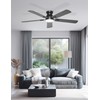 Phylluz 52'' Black Flush Mount Ceiling Fan with Lights for