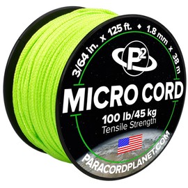 Paracord Planet Micro Paracord – Thin Braided Cord for Crafting, Fishing, and DIY Projects in 125 ft Spools – Neon Green