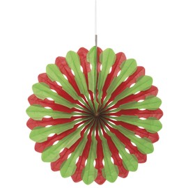 Unique Party 62848 - 40cm Red and Green Christmas Tissue Paper Decorative Fan