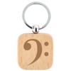 keepdrum Bass Clef Key Ring Wooden Square Gift for Musicians,