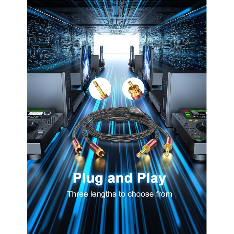 SOUNDFAM Premium RCA to 6.3 mm Jack Cable 2 m