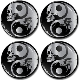 Skino Eu Sticker Car Sticker for Hub Caps Hub Caps Hub Cover Wheel Sticker 55 mm Yin Yang Skull Silver A 8255