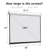 Segawe White Movie Manual Projector Screen 100 inch 16:9 HD
