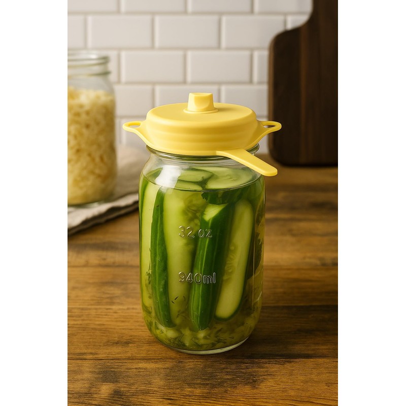 Silicone Airlock Fermentation Lids for Small Mouth Mason Jars. For