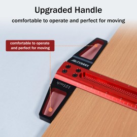 TYDEEY 12, 24, 31, 39 in Precision T-Square Ruler Woodworking Scriber Measuring Tool, Aluminum Alloy T Rulers, 90 Degree T Type Wood Layout Square for Architect and Carpenter Work (12 inch)