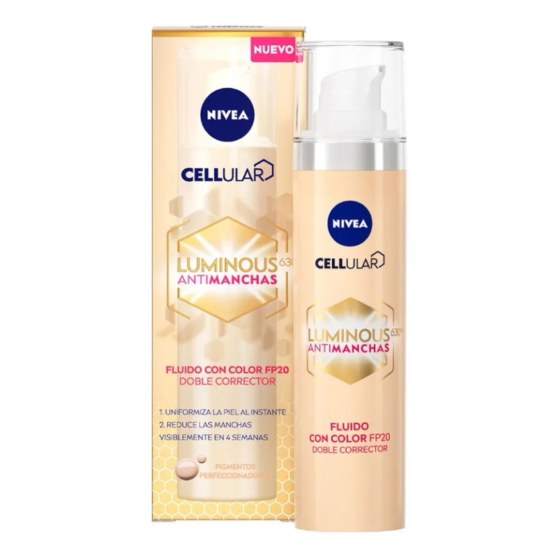 Nivea Cellular Luminous630 Fluido con Color Antimanchas Día/Noche, 40 ml