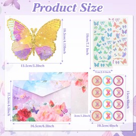 Yadiana 24 Pack Mini Butterfly Birthday Invitations, Birthday Invitations with Floral Envelopes and Butterfly Stickers，Butterfly Shape Birthday Invitation Cards for Kids Girls Boys Birthday Baby Shower Party Supplies