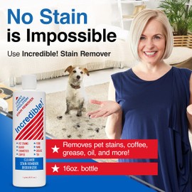INCREDIBLE! Stain Remover For Clothes, Laundry, Carpets, Mattress & Upholstery, 16.oz (Pack of 3)