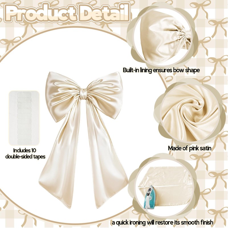 Froova Giant Bow Decoration Big Cream White Large Coquette Bow
