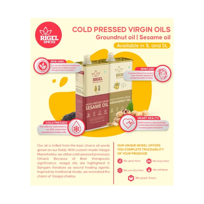 Rigel Spices | Naturally milled Cold Pressed Peanut oil (1L