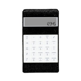 Office Calculator with Bling Crystal Decorative with Calendar Time Alarm Clock for Fashionable Desk Accessory, Office or Home Gift (Black)
