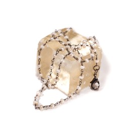 Freshwater Pearl Silver Oxidized Faceted Natural Precious Gemstone Chain High Quality Layer Finished Necklace with Clasp in 16". Available in 14",15",16", 17",18",20",22", 24" and more. (17")