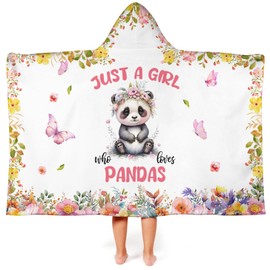 Caiibaoob Panda Hooded Bath Towels for Girls,Soft Cotton Swimming Shower Beach Blanket (Panda)