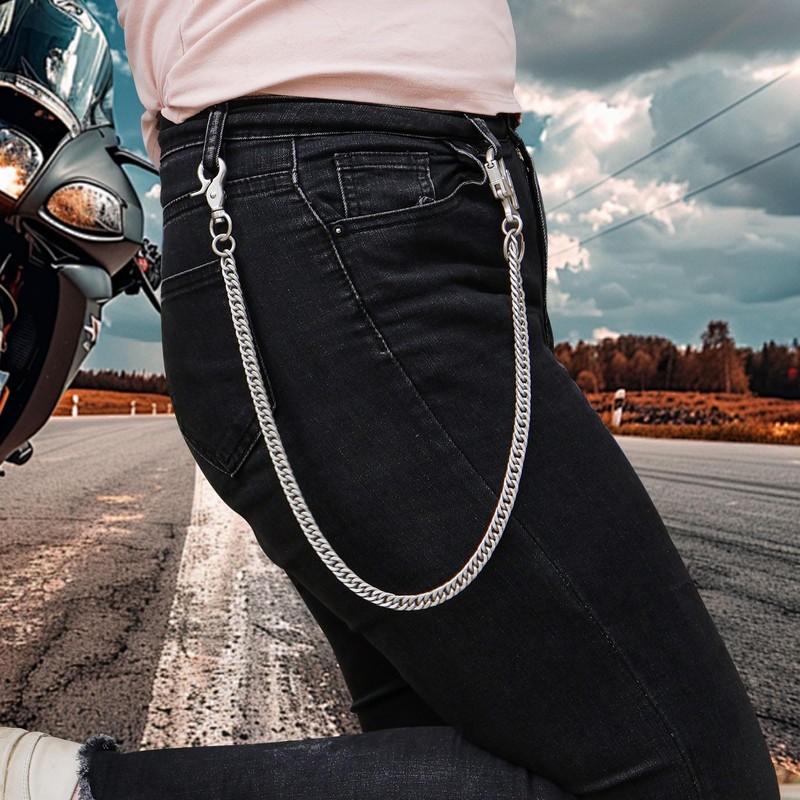 Ahiller Fashion Double Lock Wallet Chain, Stainless Steel Pants Key