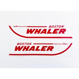 Imagnt Studio Set of 2 Boston Whaler Decals for Boat Hull, Marine Grade Restoration Sticker kit (Red, 28 inches)