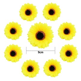 siawadeky Artificial Flowers, Sunflowers, Flowers Only, Set of 40, 9cm Diameter, Petals, Artificial Flower Head, Silk Flowers, Fake Flowers, Fake Flowers, Wreaths, Hair Accessories, DIY Handmade, For