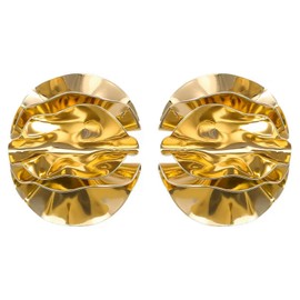 Hpoewre Statement Earrings for Women, Boho Flower Earrings, Gold Textured Wave Earrings, Irregular Exaggerated Geometric Swirl Earrings, Zinc, No Gemstone