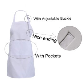 CWFUN 2 Pcs of White Kids-Children Apron,Aprons for Kids-Boys Girls Adjustable Aprons-Children Kid's Kitchen Cooking and Baking Aprons(4-12 Years Old-Children One Size, White)