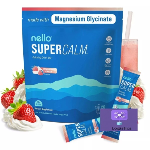 【Quick Completion】Nel<wbr/>lo Supercalm Calming Drink Powder Strawberries & Cream 20ct
