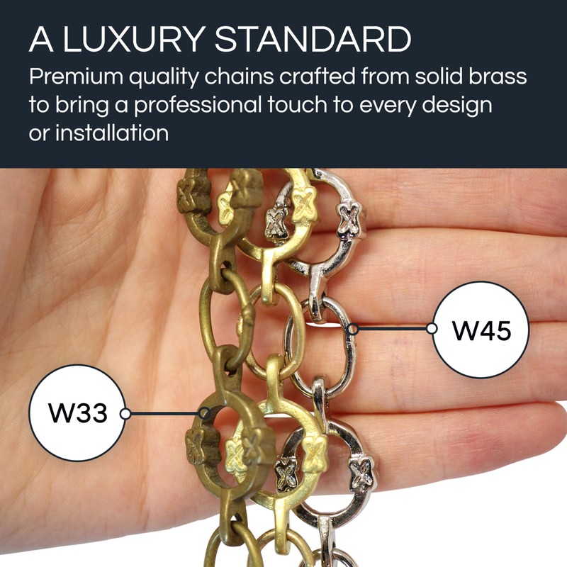 RCH Hardware CH-17-AB-3 Decorative Antique Solid Brass Chain for Hanging,