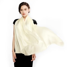 RIIQIICHY Women Shawls and Wraps for Evening Dresses Like Chiffon Ivory Silk Scarf Formal Silky Pashmina Shawls for Weddings