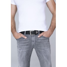 CAMP DAVID Herren Gürtel aus Leder mit Metall-Logo Black, 105