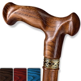 Asterom Walking Cane - Handmade, Ergonomic, Wooden Canes for Men & Women - Unique Wood Walking Sticks for Seniors (Caramel, 32 Inches)