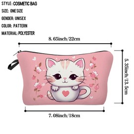 Livel lhood Cute Cup Cat Makeup Bag Cute Small Organizer Zipper Pouch Cute Cup Kitten Cosmetic Bag Birthday Present for Cat Lovers Women Friends, hzj0796