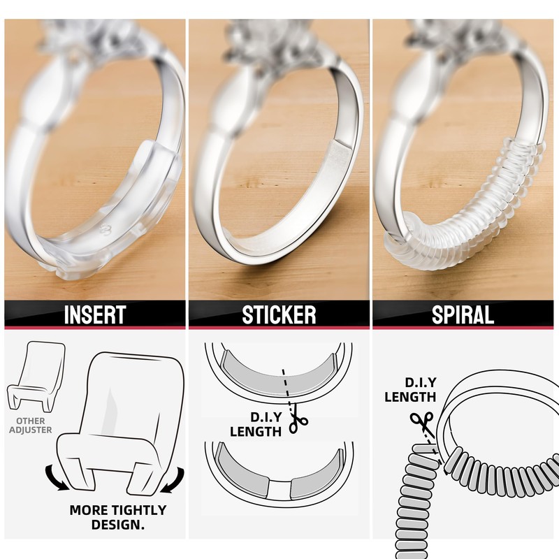 Ring Sizer Adjuster for Loose Rings, 60 Piece Set with
