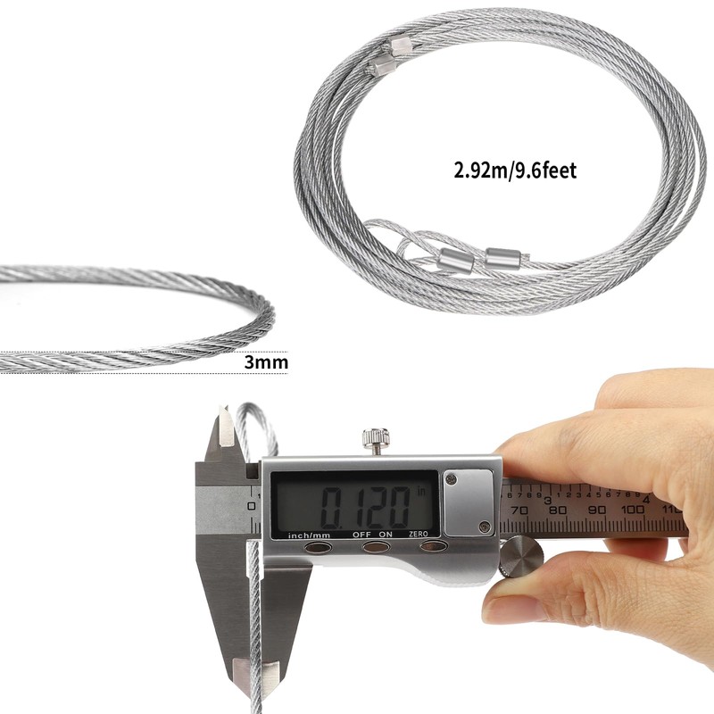 Garage Door Torsion Spring Cable & Wire, 9.6ft x 1/8"