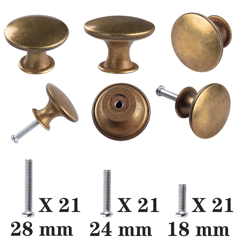 hugolem 10 Pack Brass Round Antique Brass Kitchen Cabinet Knobs