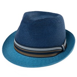 Comhats Straw Hats for Men Summer Trilby Fedora Panama Hat for Holiday Trendy Sun Hats for Beach & Swimming (UK, Alpha, XXL, 94587#Navy)