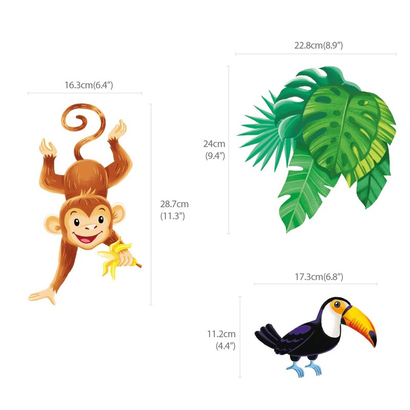 DECOWALL WL4-2013 Monkey Climbing Tree Wall Decals Jungle Animals Wall