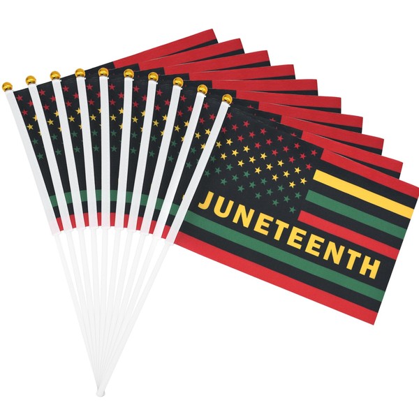 20 Pack Small Juneteenth Flag Stick 5'' x 8'' -