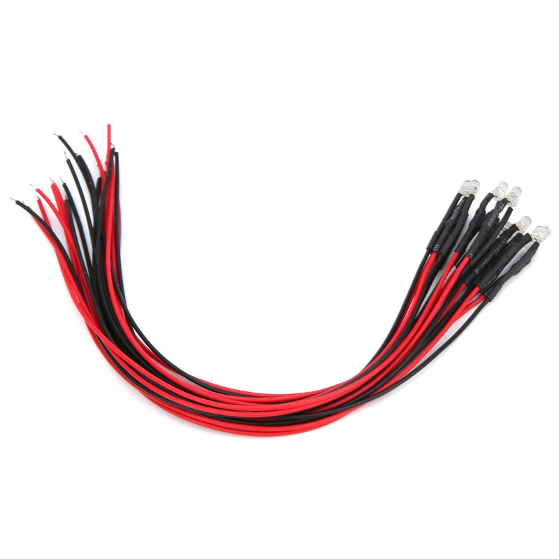 50Pcs LED Lights Emitting Diodes Pre Wired Prewired Round Head